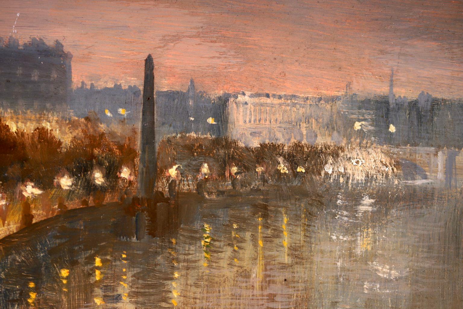 Embankment - Impressionist Oil, Cityscape at Night by George Hyde Pownall 4