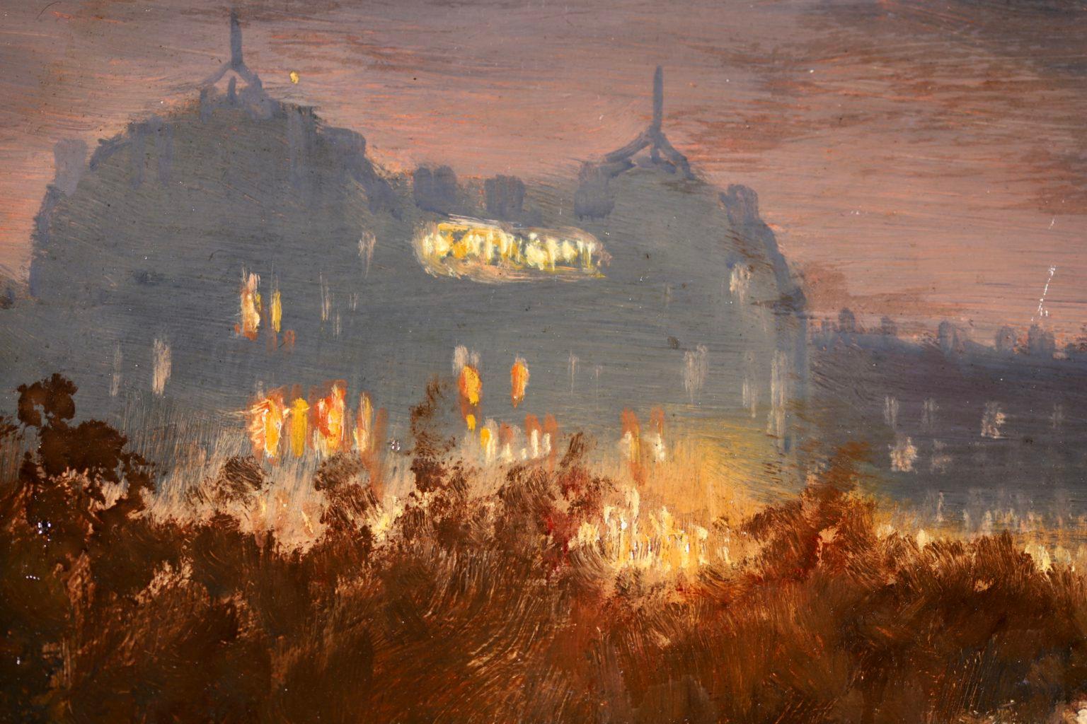 Embankment - Impressionist Oil, Cityscape at Night by George Hyde Pownall 5