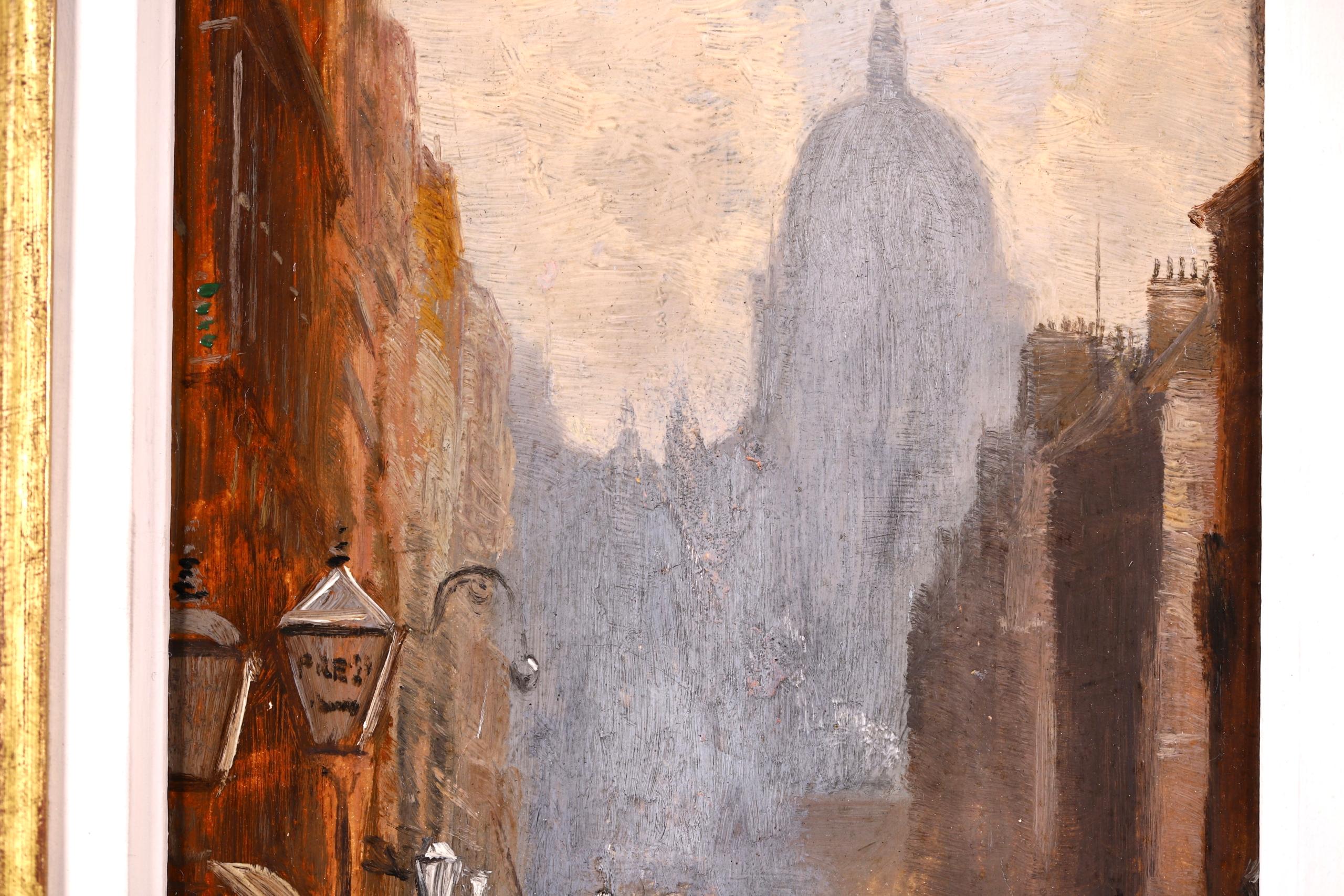 Fleet Street - Impressionist Oil, Figures in Cityscape by George Hyde Pownall 2