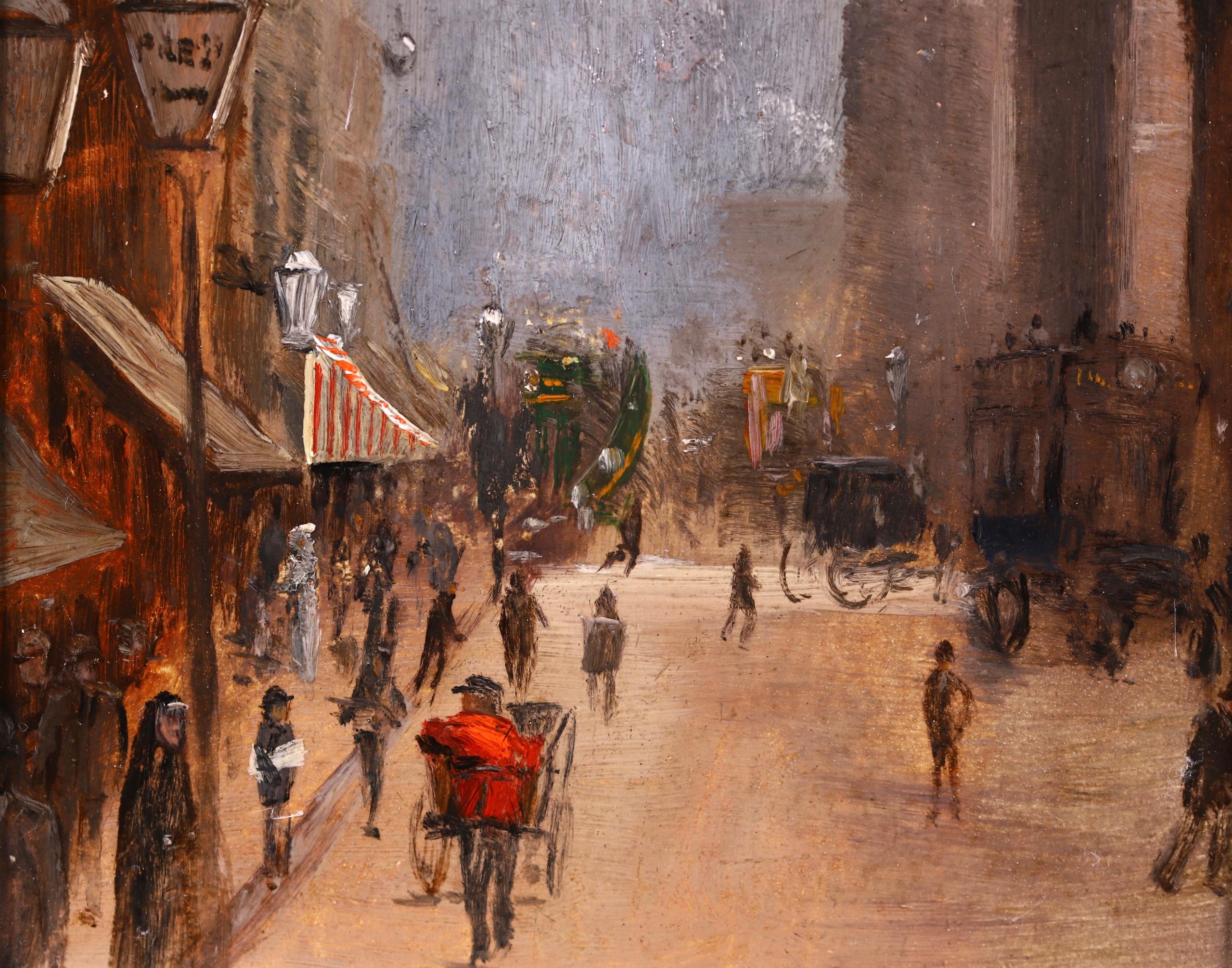 Fleet Street - Impressionist Oil, Figures in Cityscape by George Hyde Pownall 3
