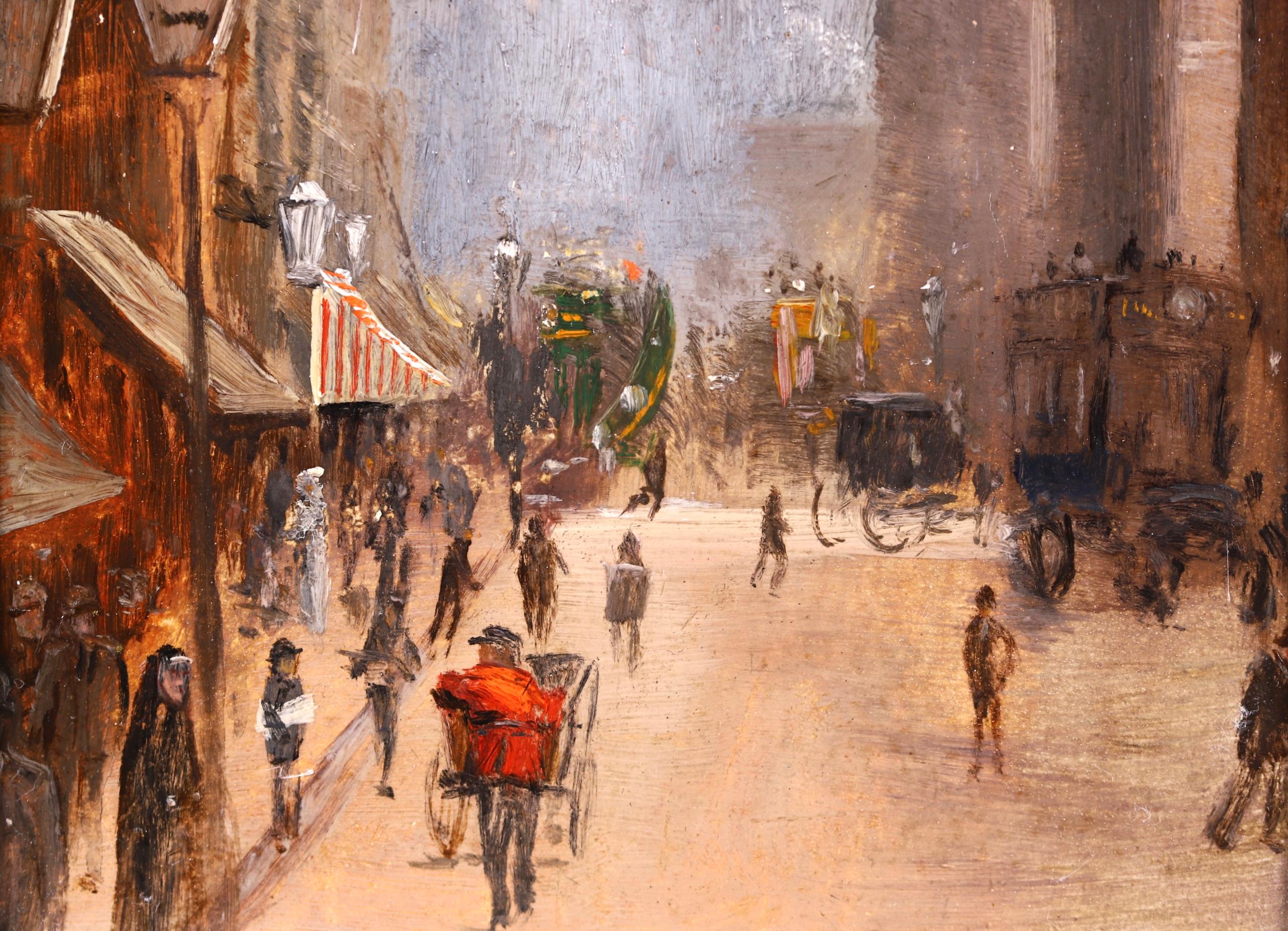 Fleet Street - Impressionist Oil, Figures in Cityscape by George Hyde Pownall 4