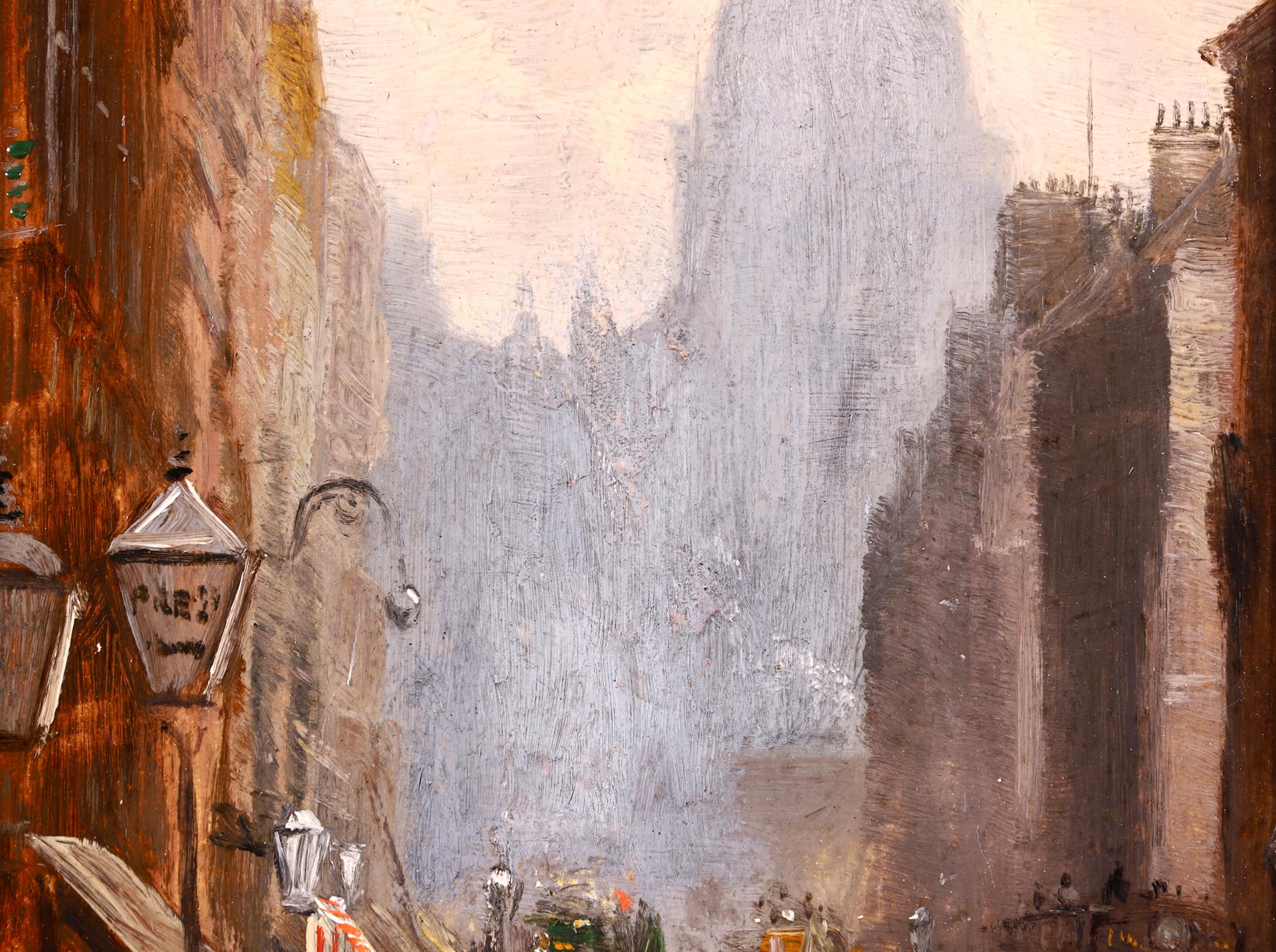 Fleet Street - Impressionist Oil, Figures in Cityscape by George Hyde Pownall 5