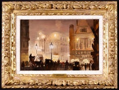 The Haymarket - Impressionist Oil, Cityscape at Night by George Hyde Pownall