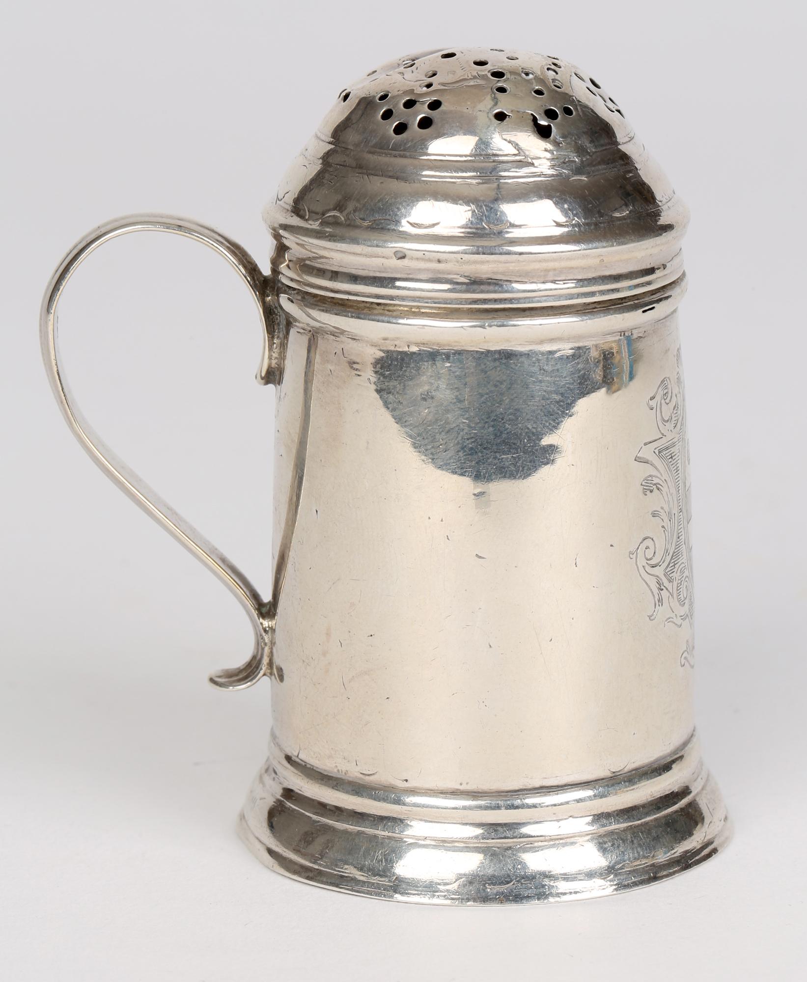 George I Armorial Silver Handled Kitchen Pepper Shaker, London, 1725 For Sale 1