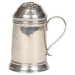 Antique George I Armorial Silver Handled Kitchen Pepper Shaker, London, 1725