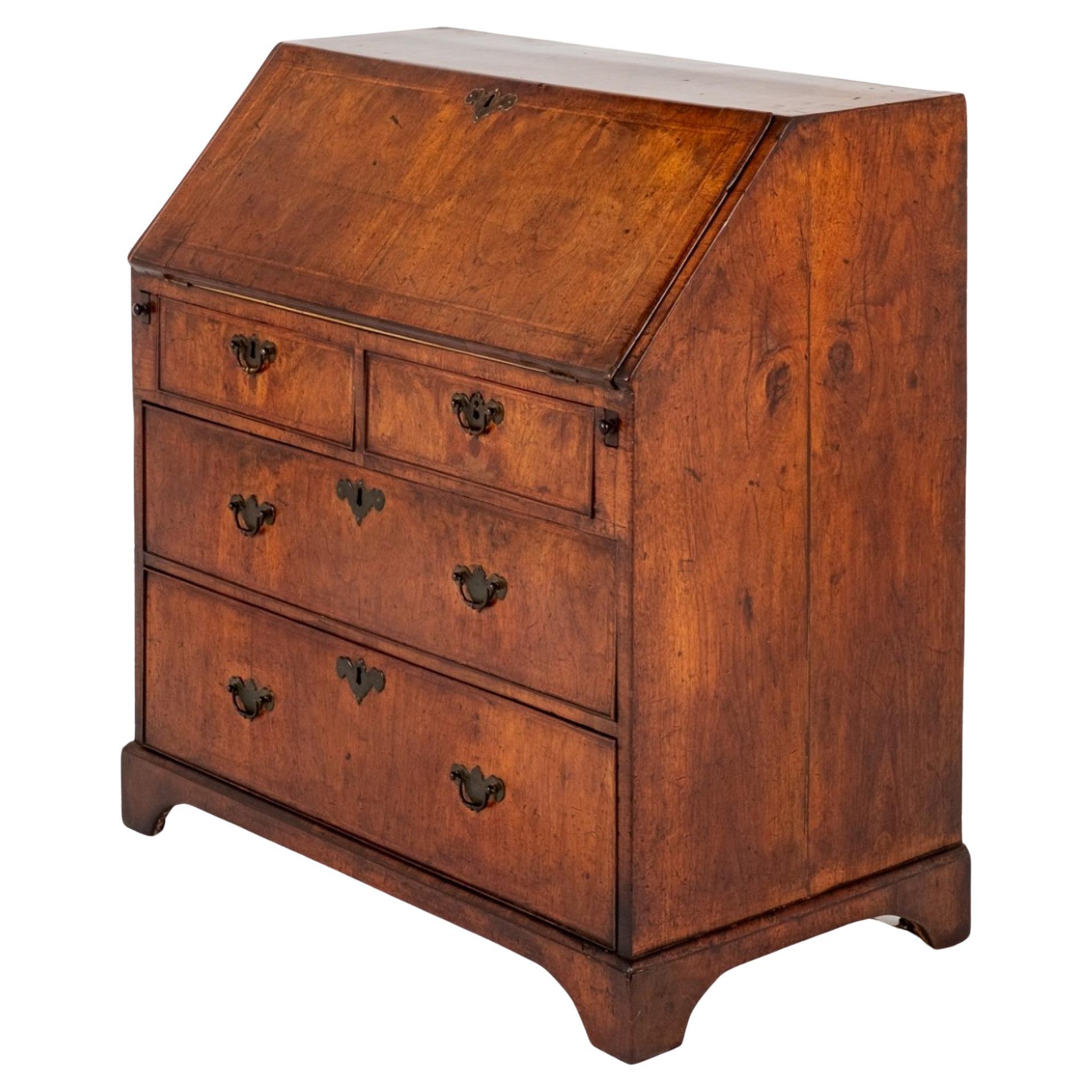 George I Bureau Desk Walnut Chest Drawers For Sale