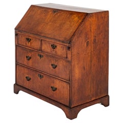 Antique George I Bureau Desk Walnut Chest Drawers