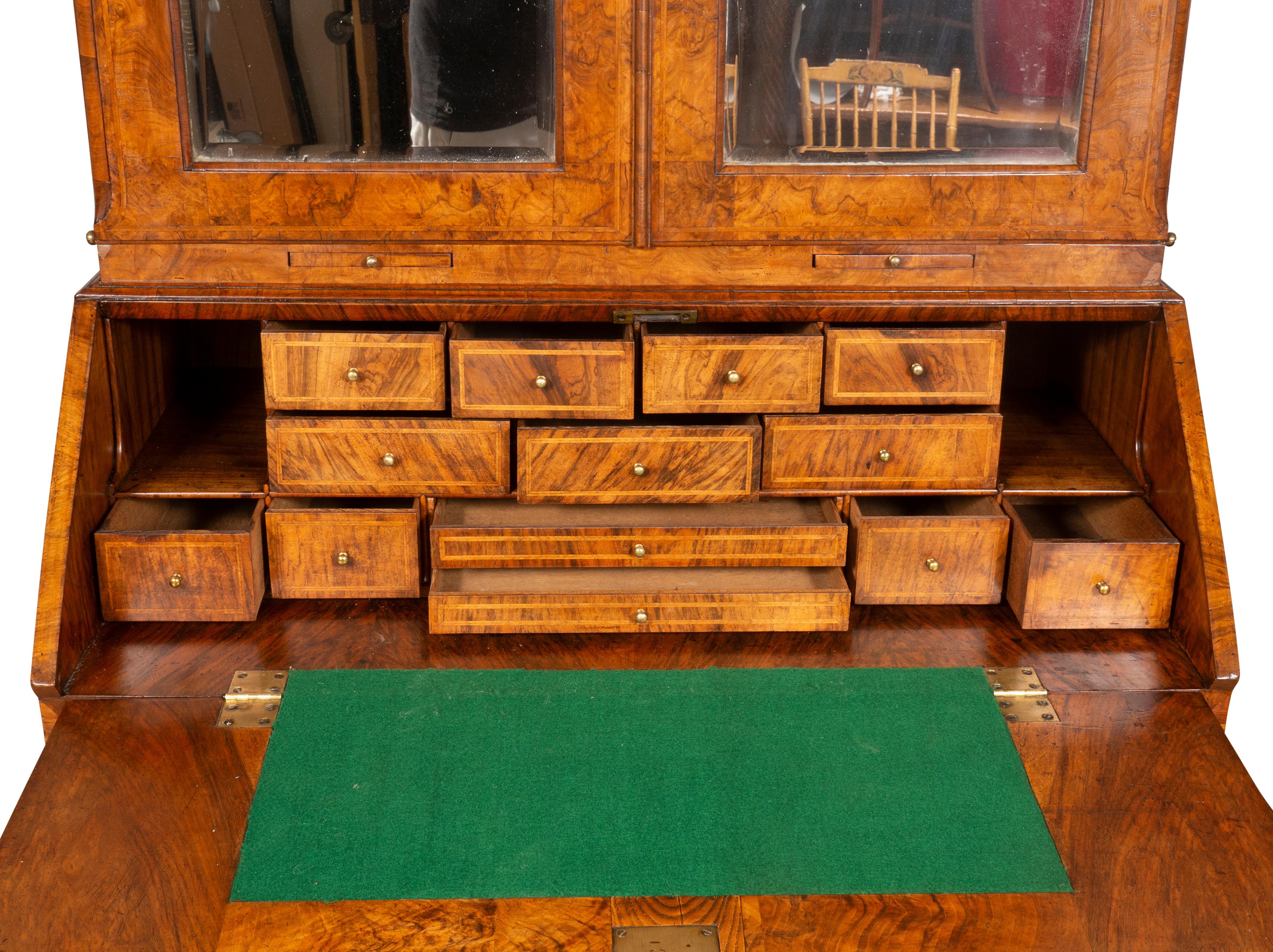 George II Walnut Bureau Bookcase For Sale 11