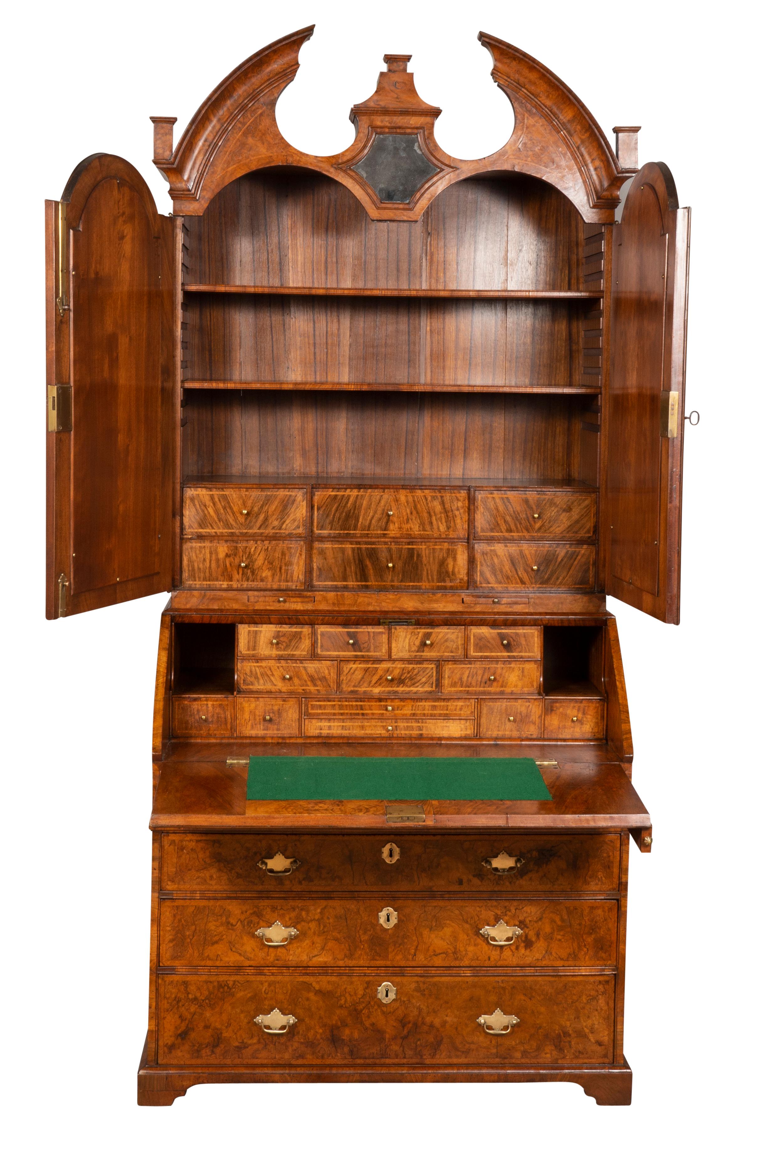 English George II Walnut Bureau Bookcase For Sale