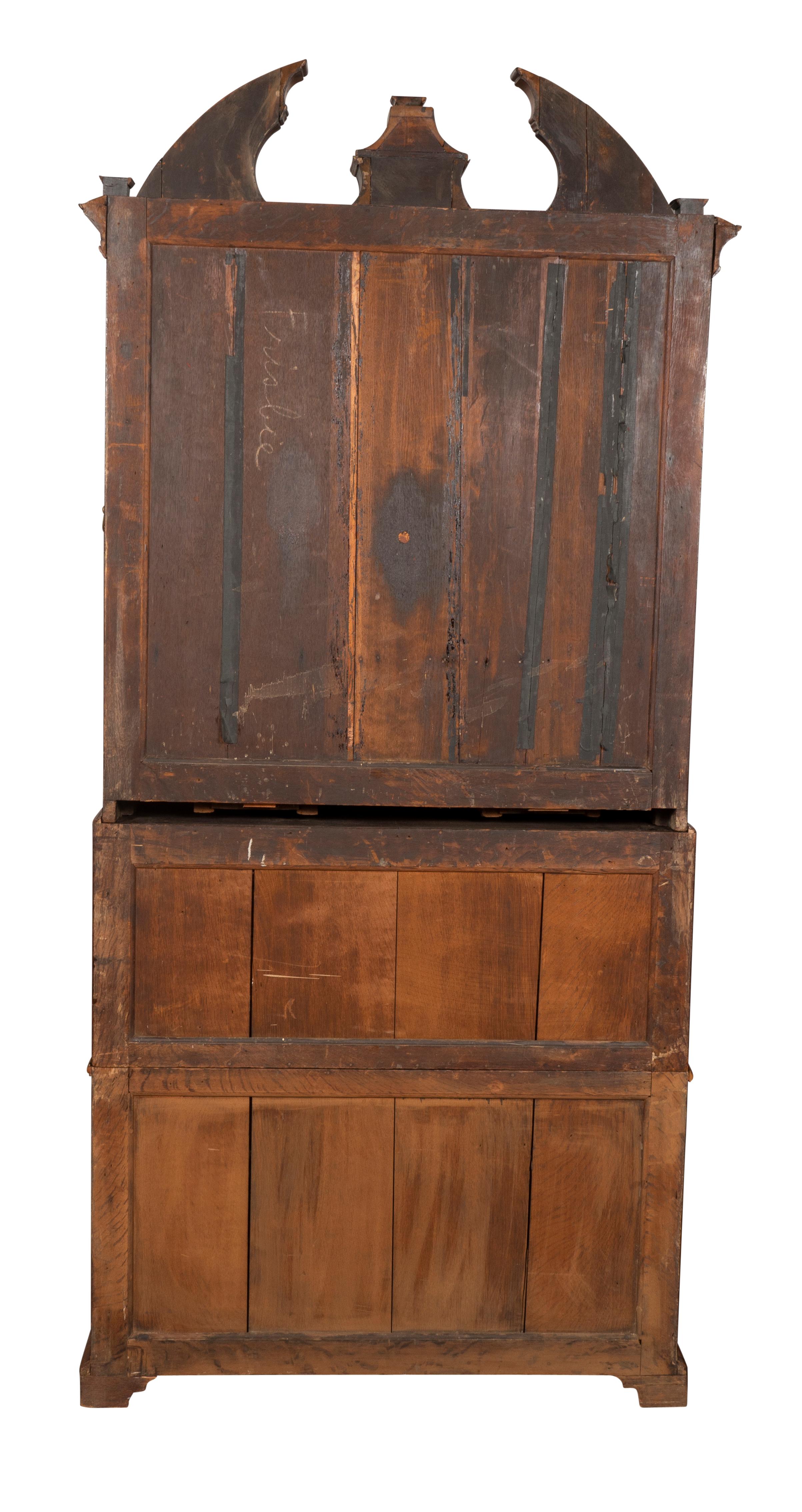 Mirror George II Walnut Bureau Bookcase For Sale