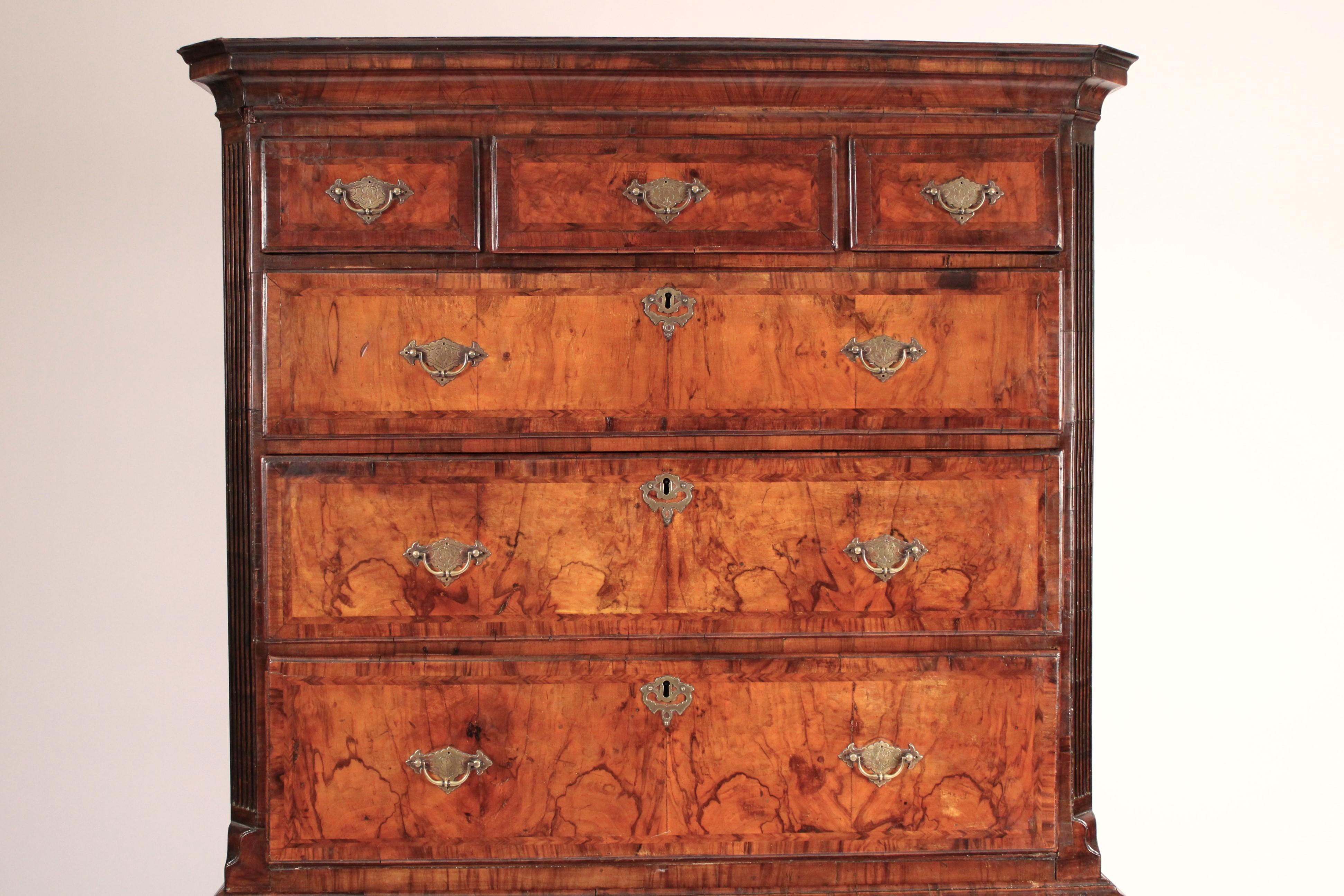 18th Century George I Burl Walnut Chest on Chest