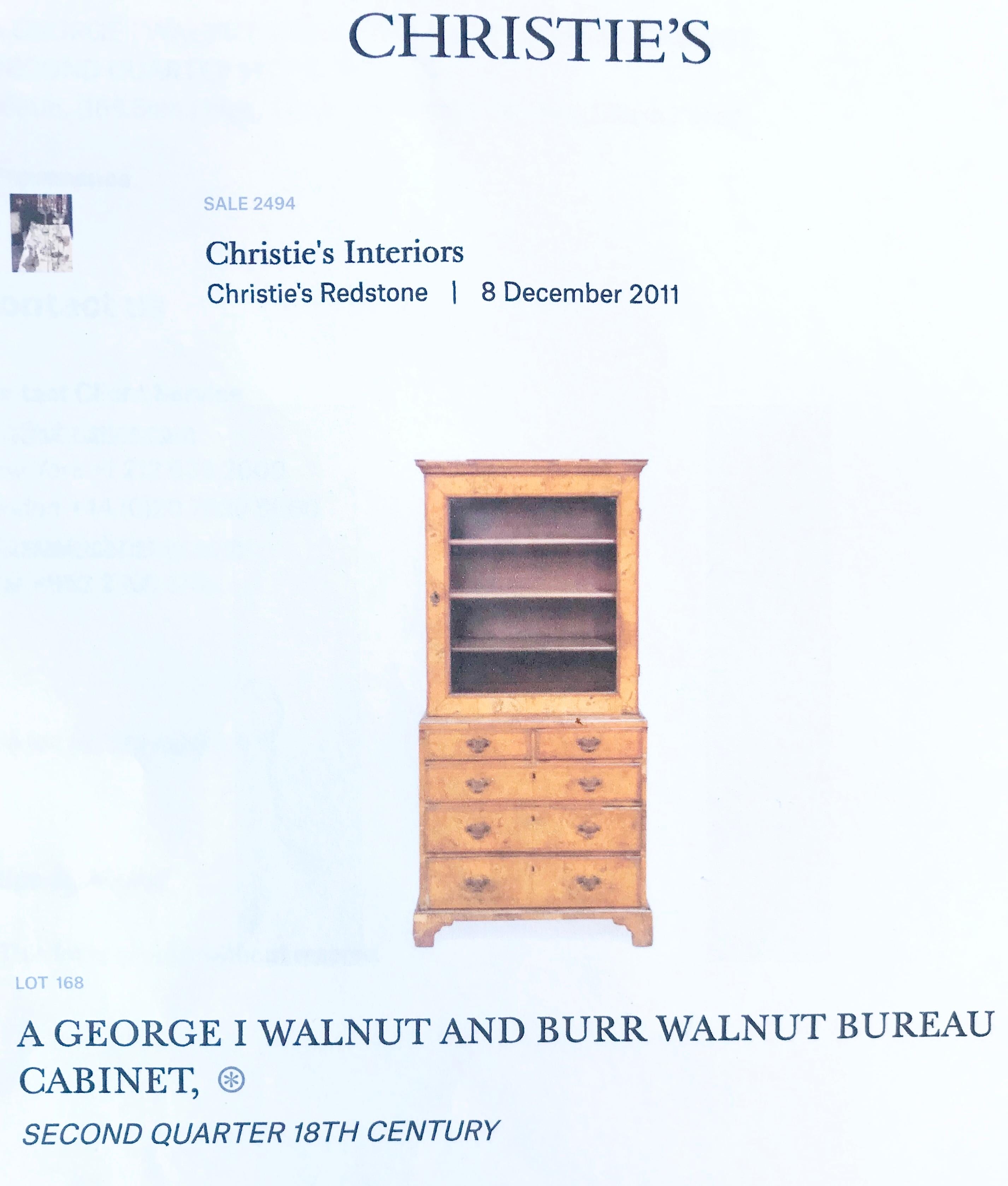 George I Burr Walnut and Walnut Bureau Bookcase 4