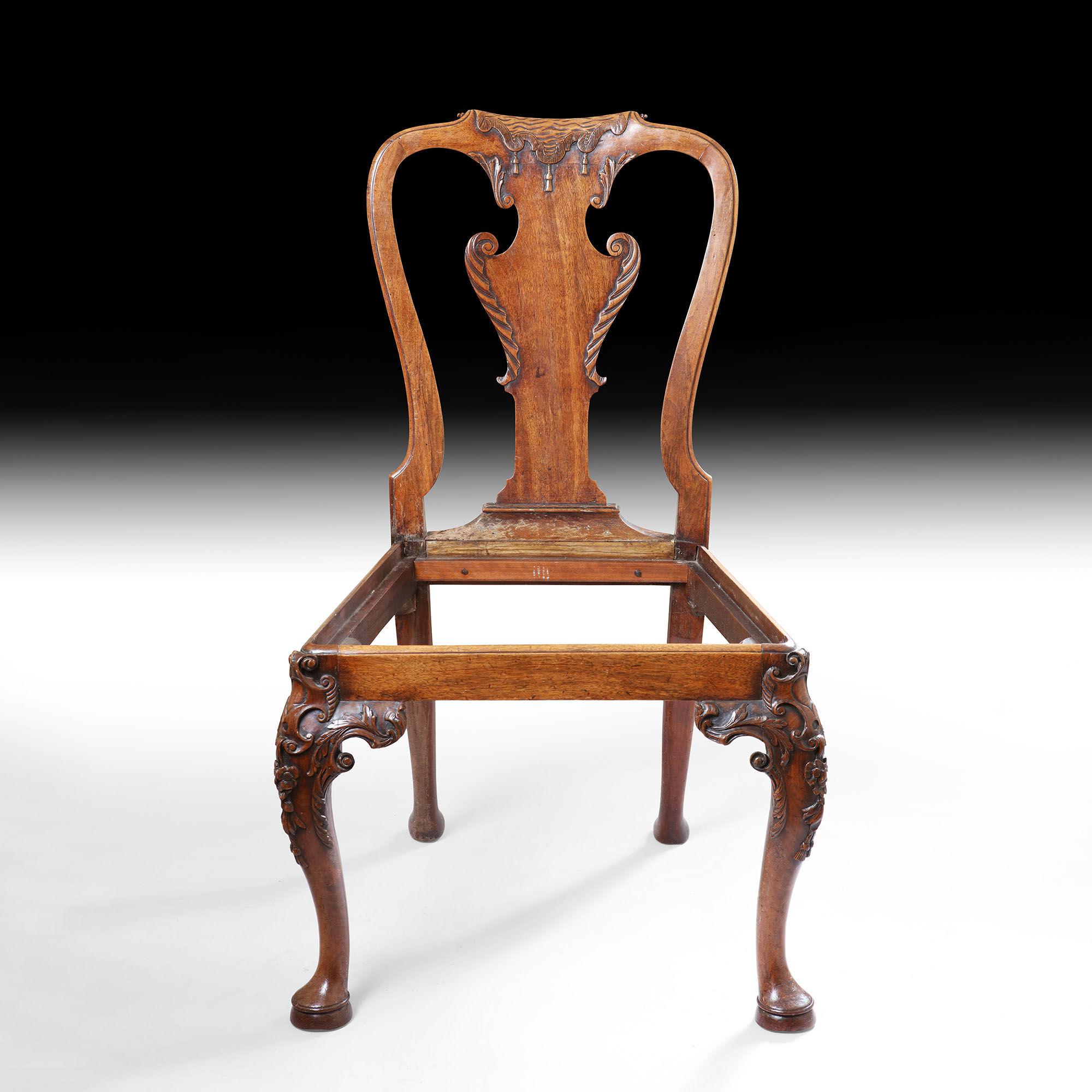 George I Carved Irish Walnut Pair of Chairs 1