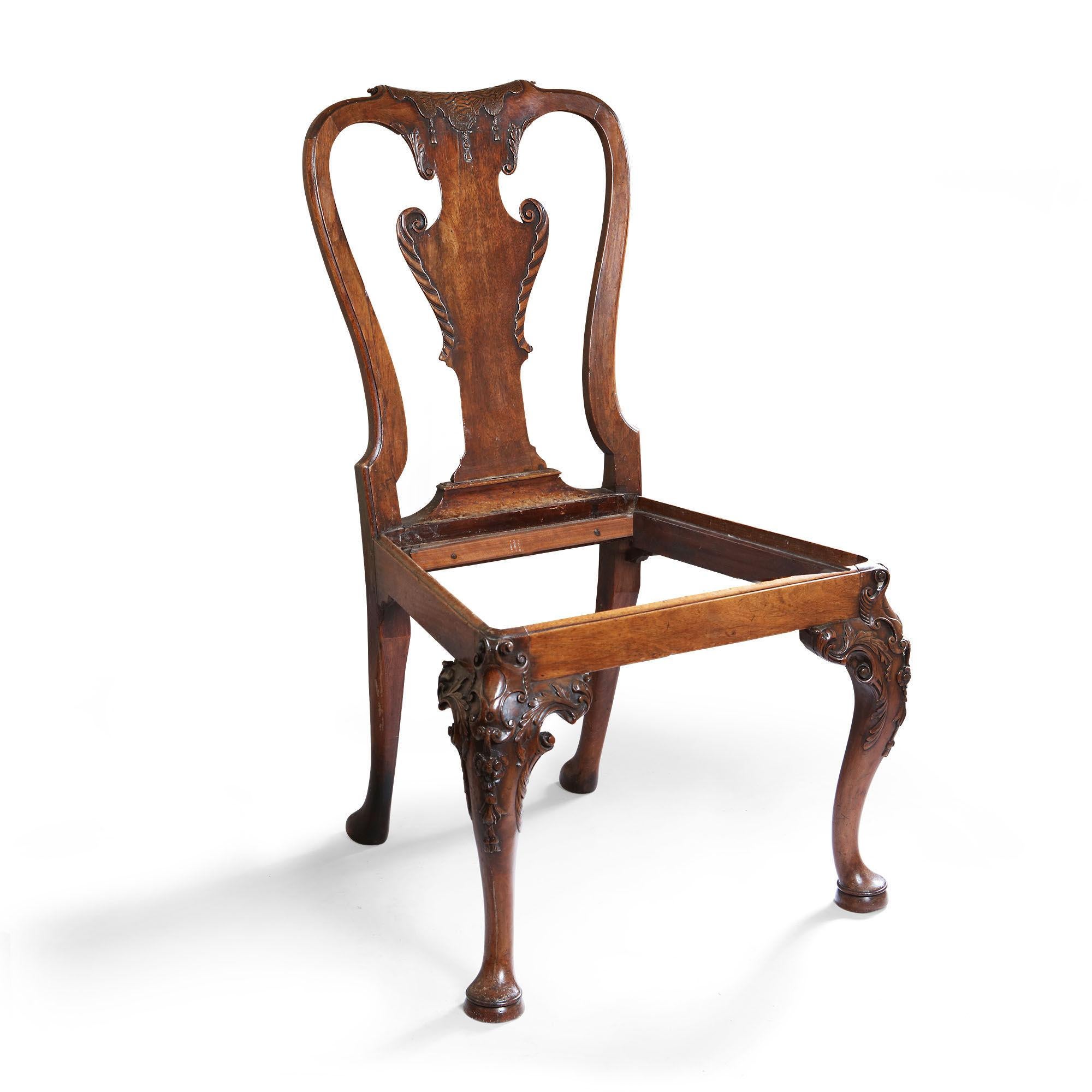 George I Carved Irish Walnut Pair of Chairs 2