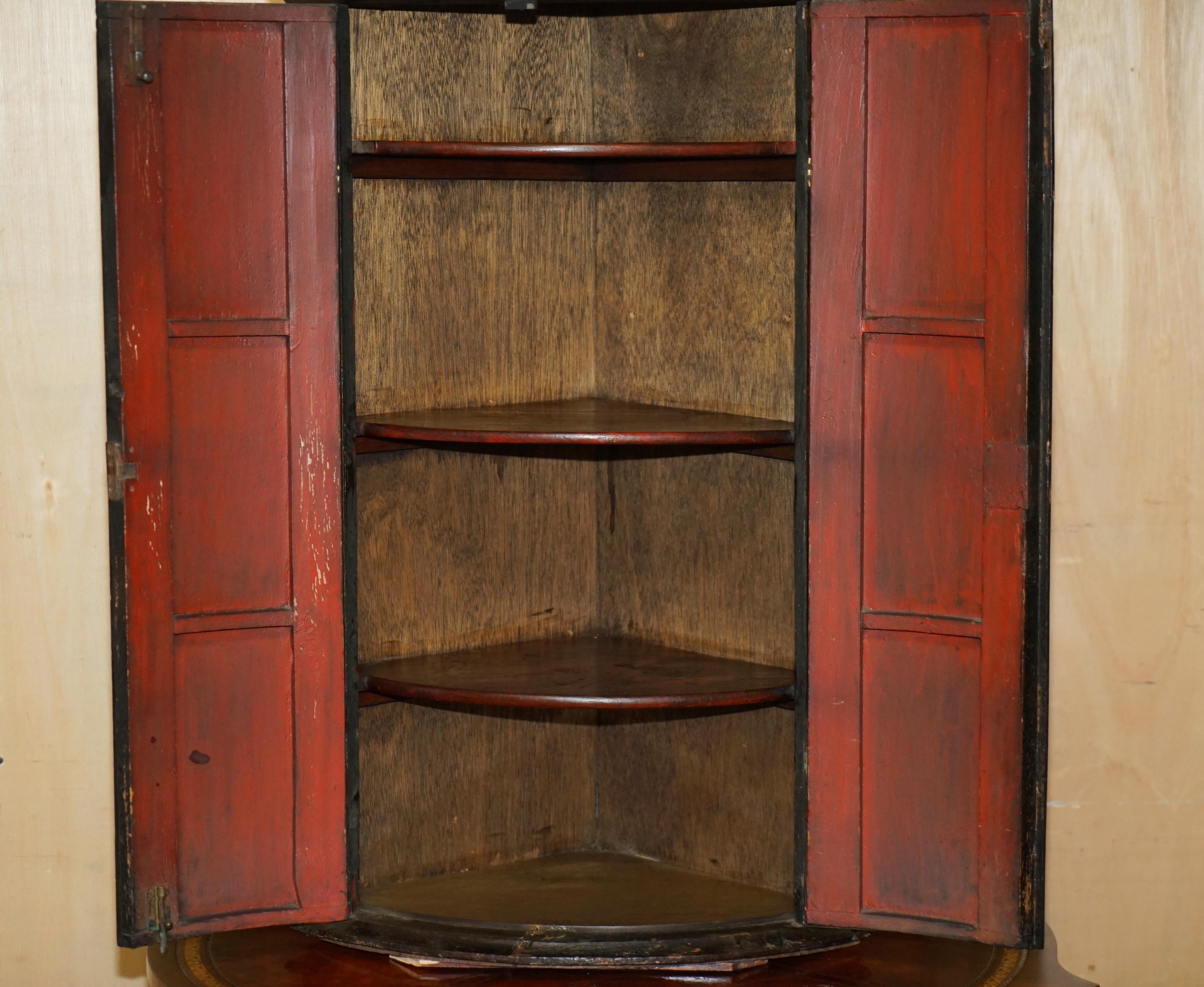GEORGE I CIRCA 1700 HENRY VIII POLYCHROME PAiNTED CORNER WALL CABINET MUST SEE For Sale 12