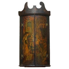 GEORGE I CIRCA 1700 HENRY VIII POLICROMO PAiNTED CORNER WALL CABINET MUST VEDERE