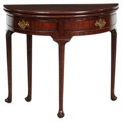 George I Demilune Red Walnut Games Table