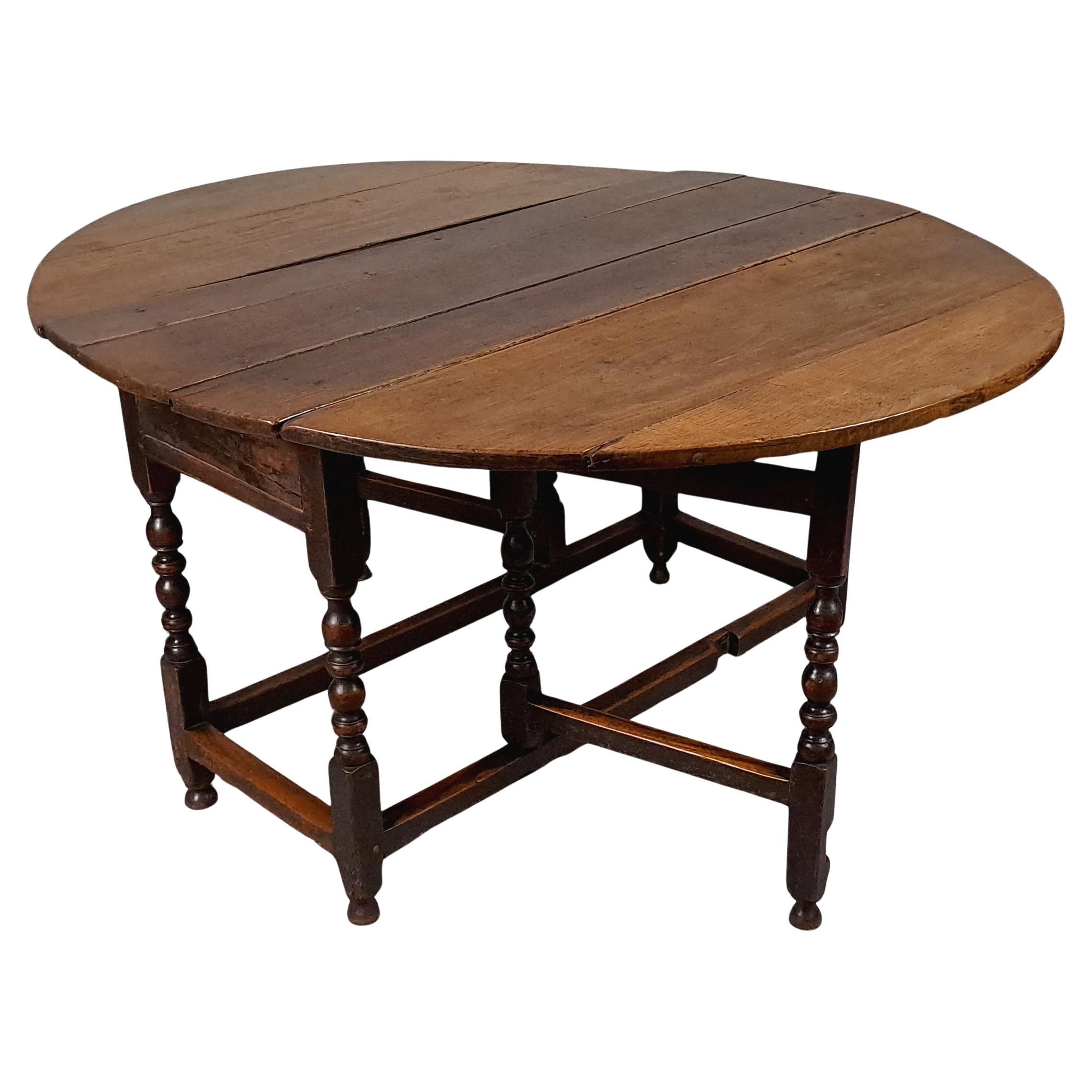 George I Drop Leaf Oak Table c. 1710 For Sale