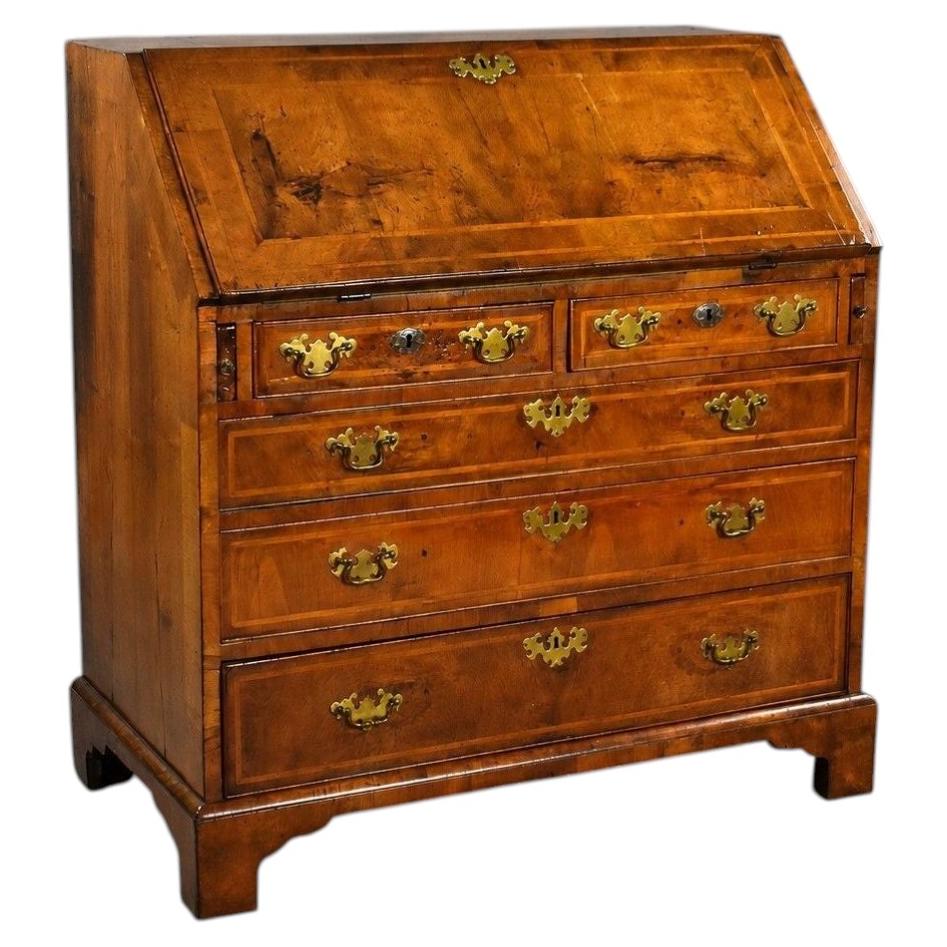 George I Figured Walnut Bureau For Sale
