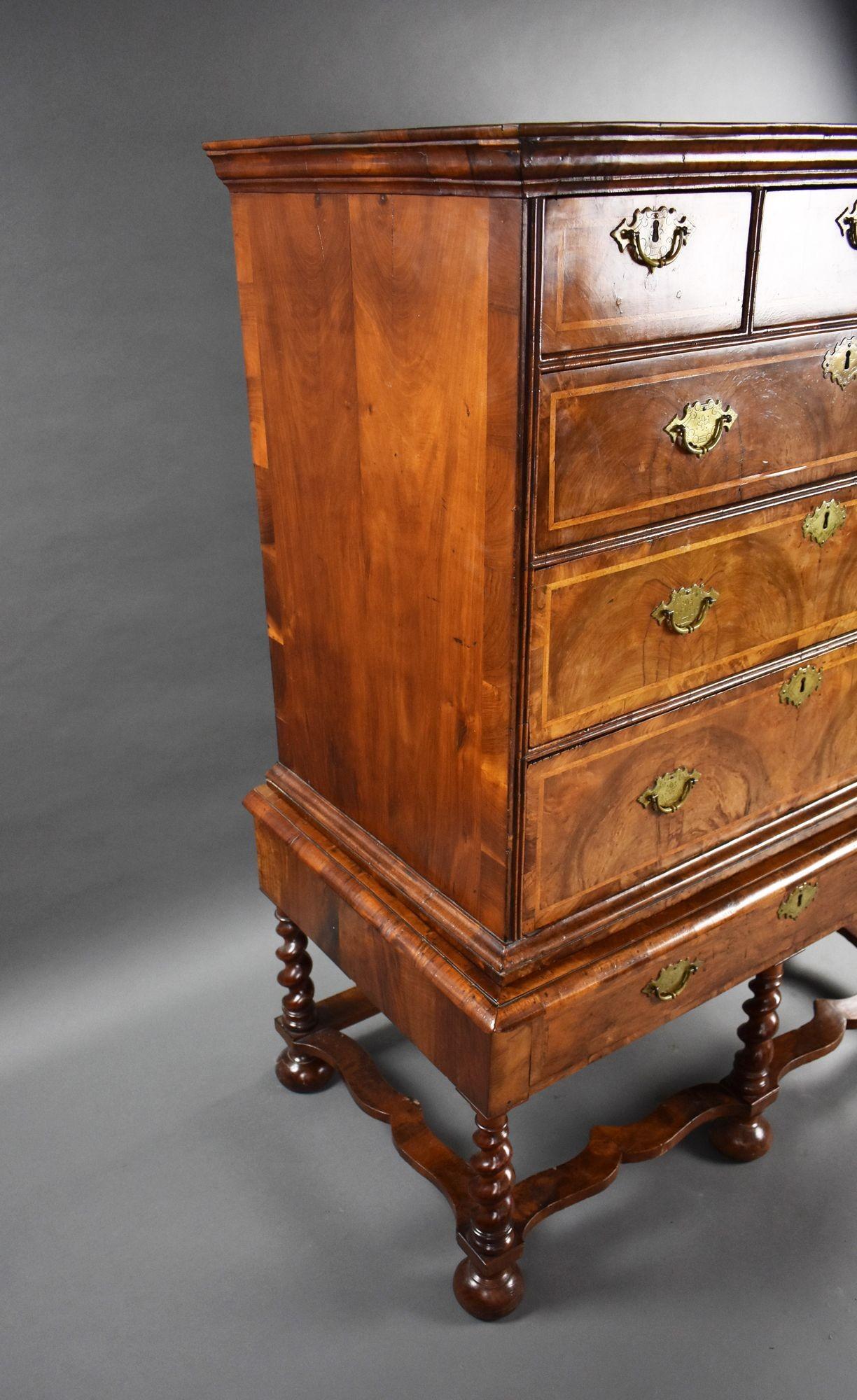 18th Century and Earlier George I Figured Walnut Chest on Stand