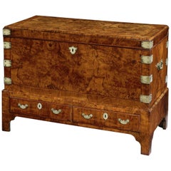 George I Figured Walnut Coffer on Stand