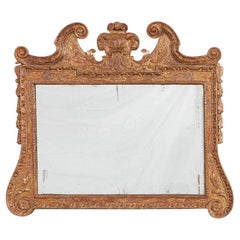 George I Gesso Carved Gilt Overmantel Mirror