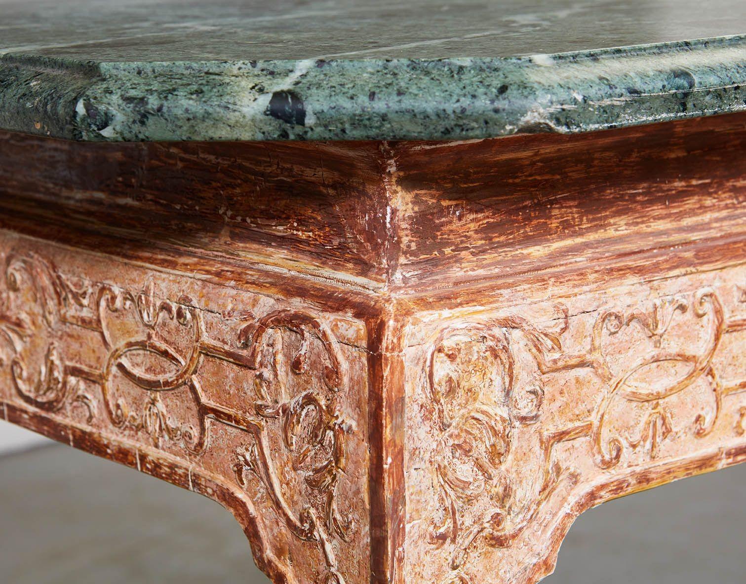 Hand-Carved George I Gilt and Gesso Marble Top Table For Sale