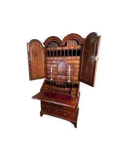 George I Inlaid Burl Walnut Double Dome Bureau Bookcase circa 1720