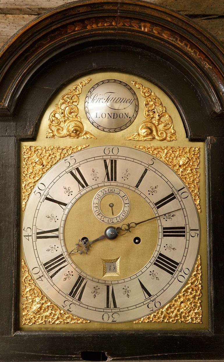 Early 18th Century George I Lacquered Longcase Clock by Peregrine Tawney, London For Sale