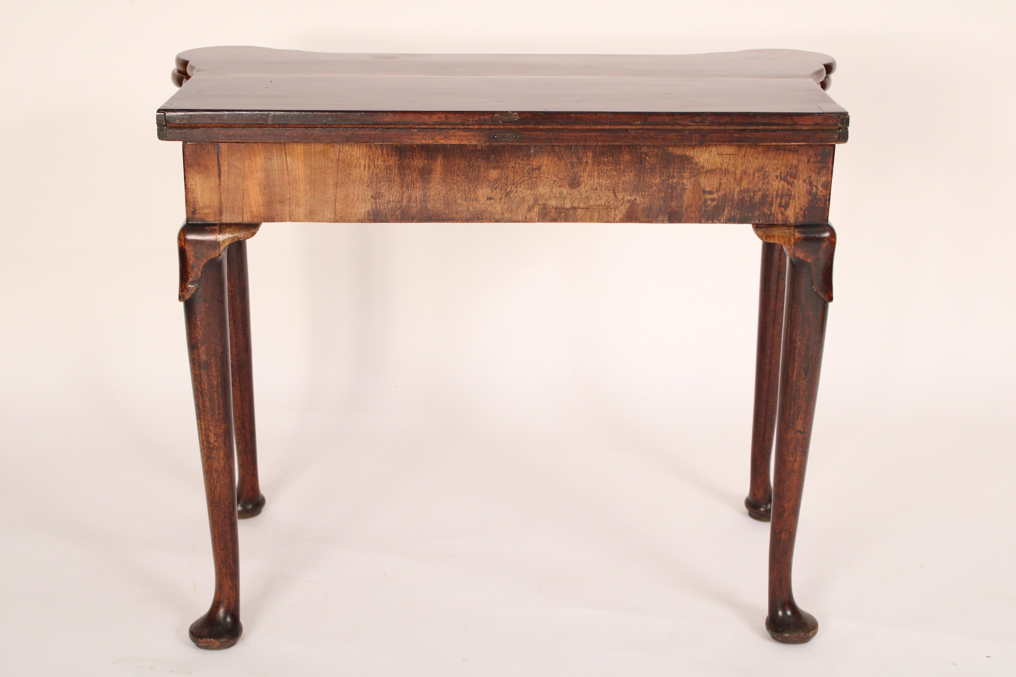 Leather George I Mahogany Games Table with Concertina Action