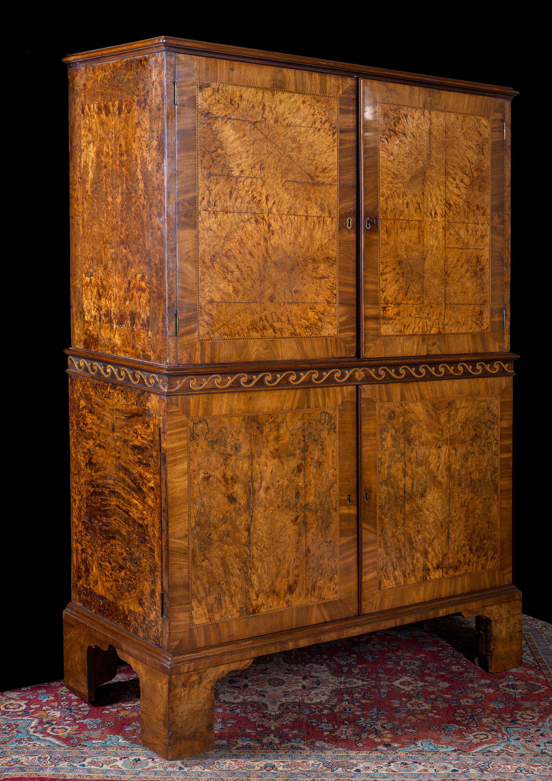 Walnut George I Mulberry Veneered Cabinet For Sale