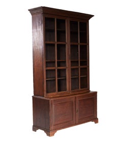 George I Oak Glazed Bookcase Cabinet