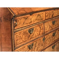 George I Period Walnut Bureau Bookcase Cabinet
