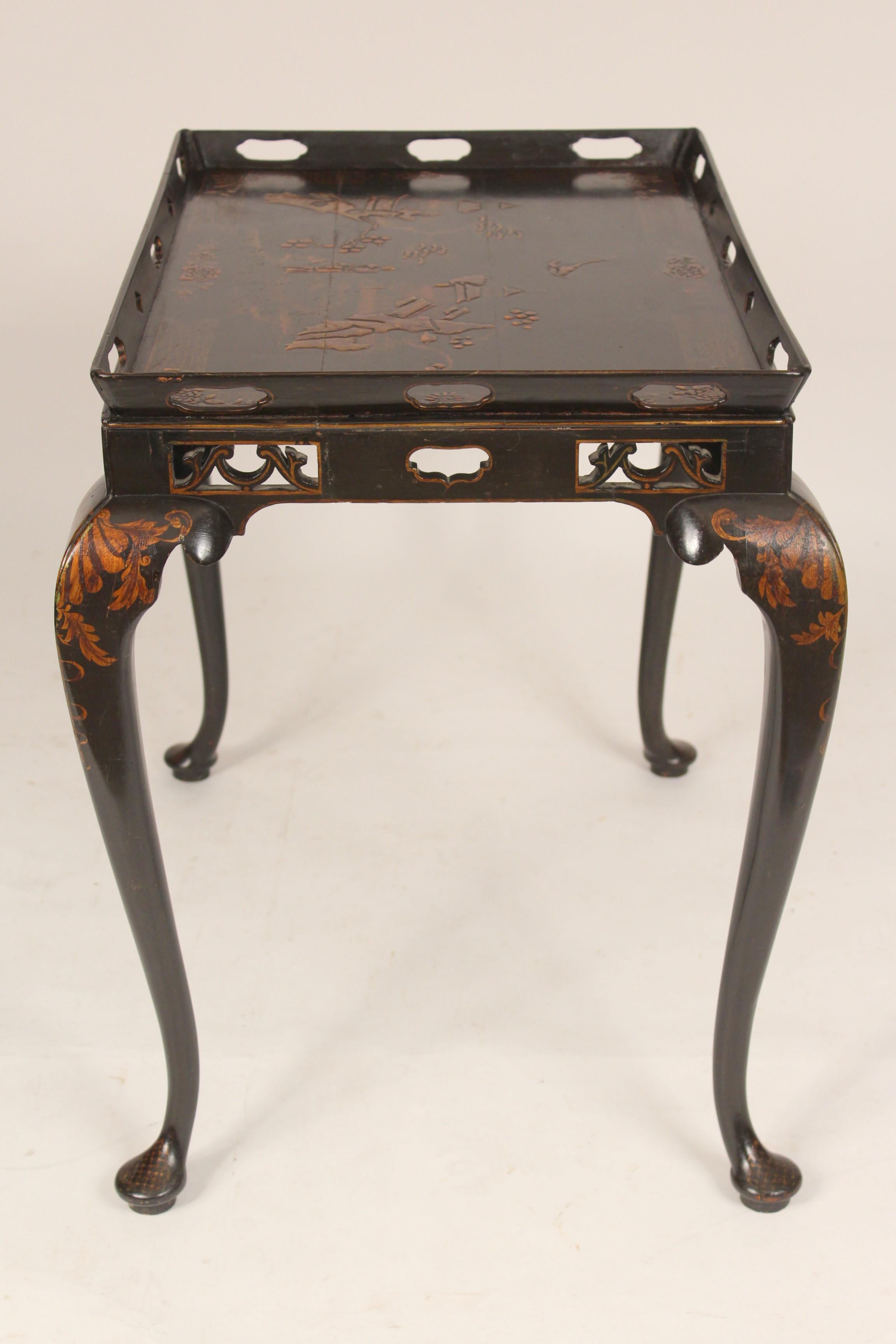 George I Style Black Chinoiserie Decorated Occasional Table In Good Condition In Laguna Beach, CA