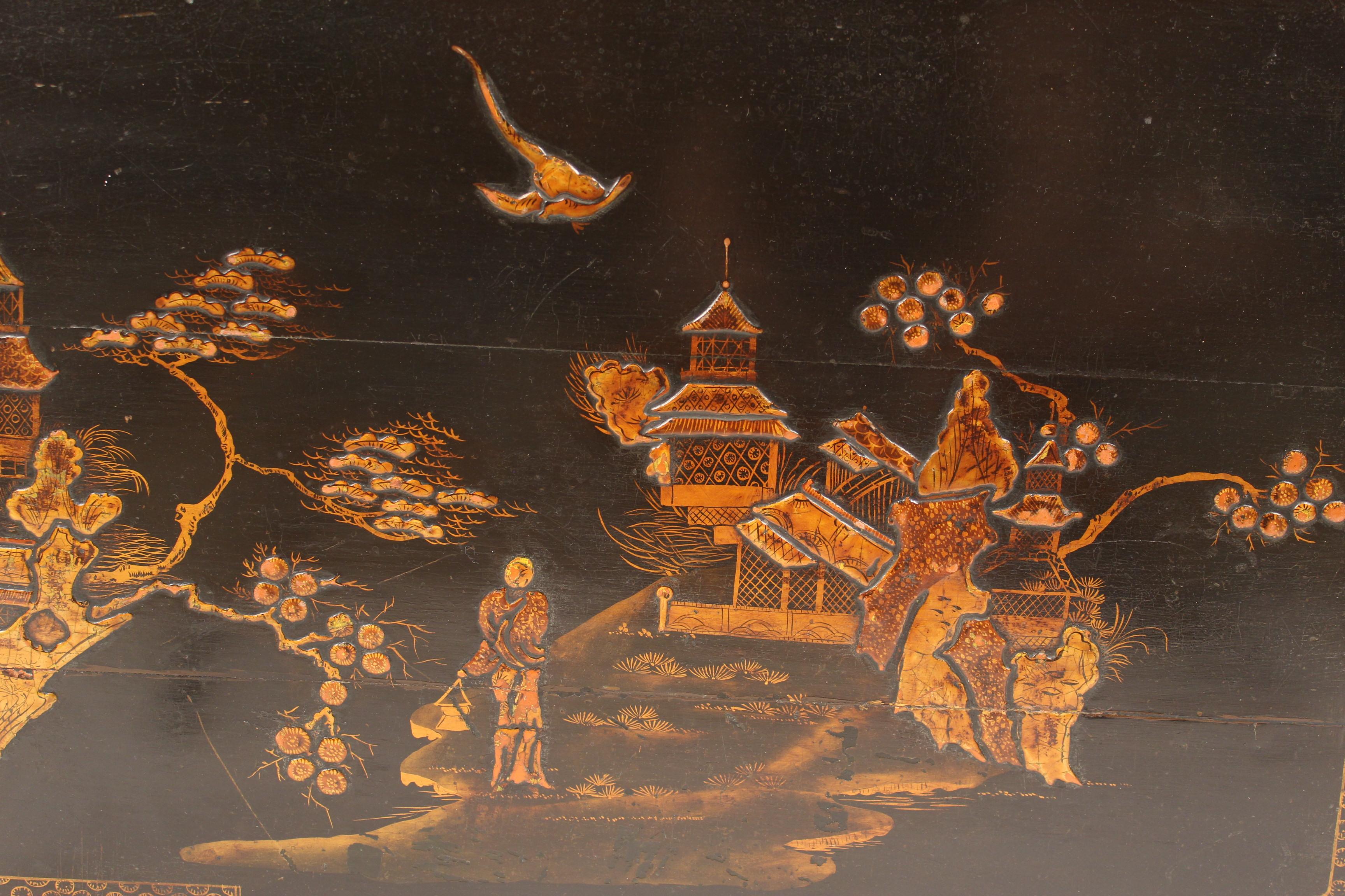 George I Style Black Chinoiserie Decorated Occasional Table 1