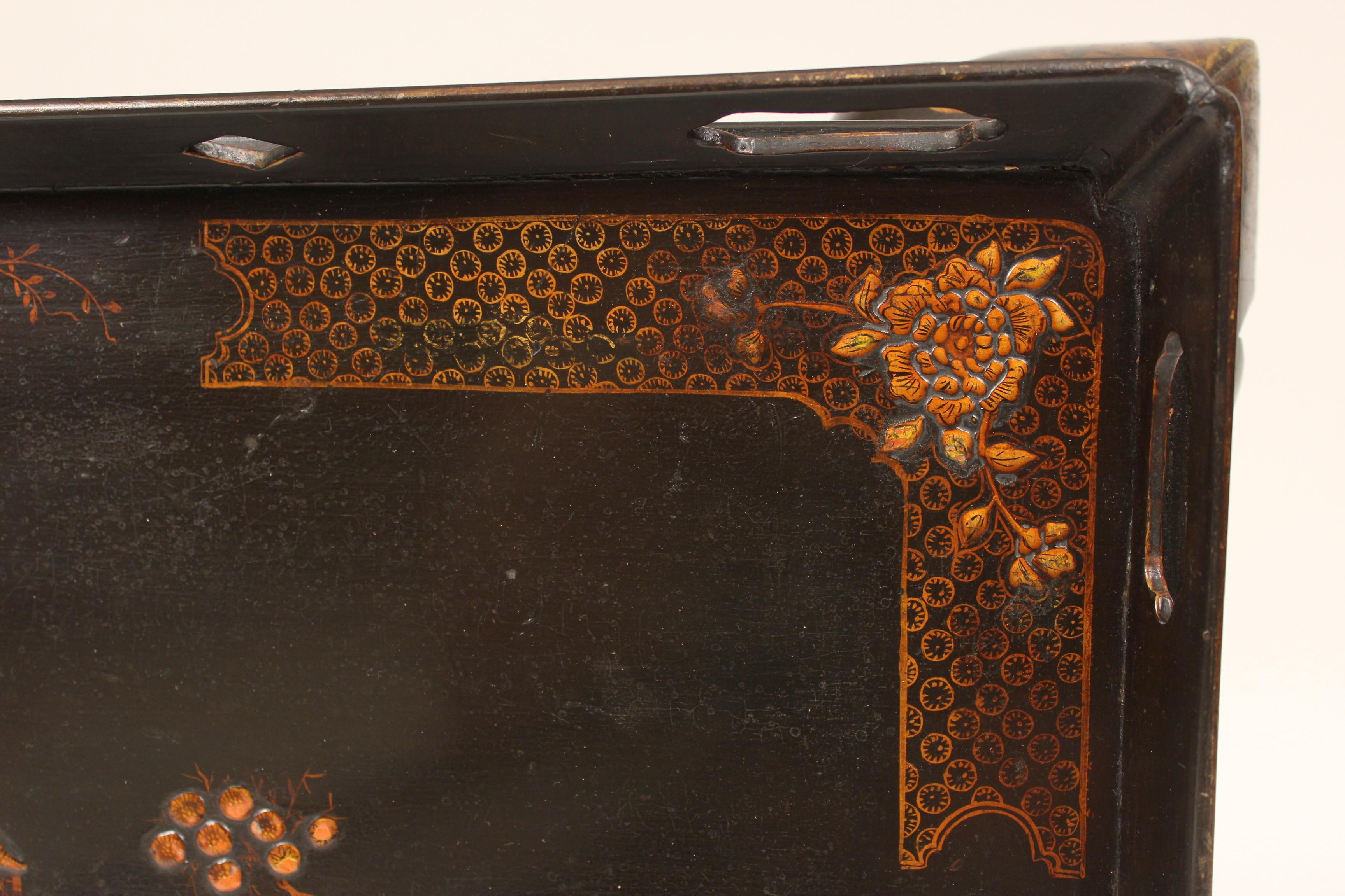 George I Style Black Chinoiserie Decorated Occasional Table 2