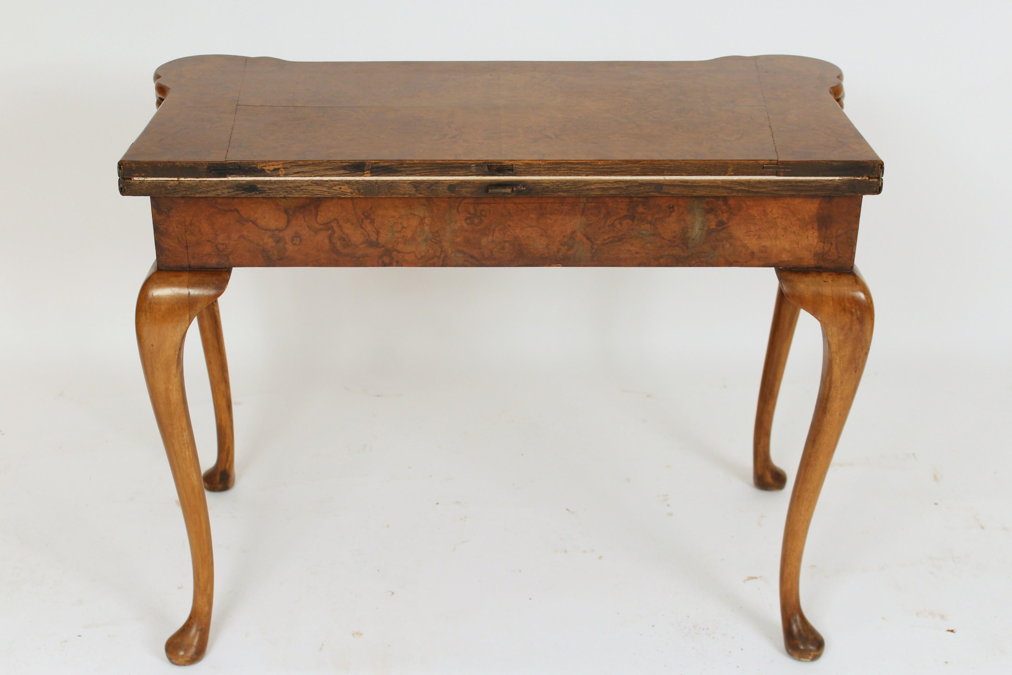 Mid-20th Century George I Style Burl Elm Concertina Action Games Table