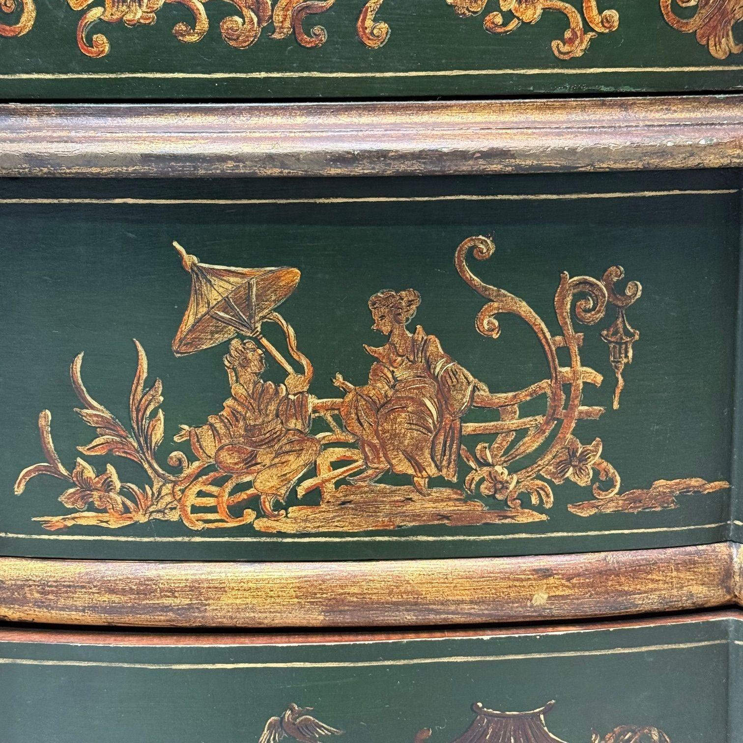 George I Style, Chinoiserie, Green-Japanned Desk, Bookcase, Parcel-Gilt, 1920s 8