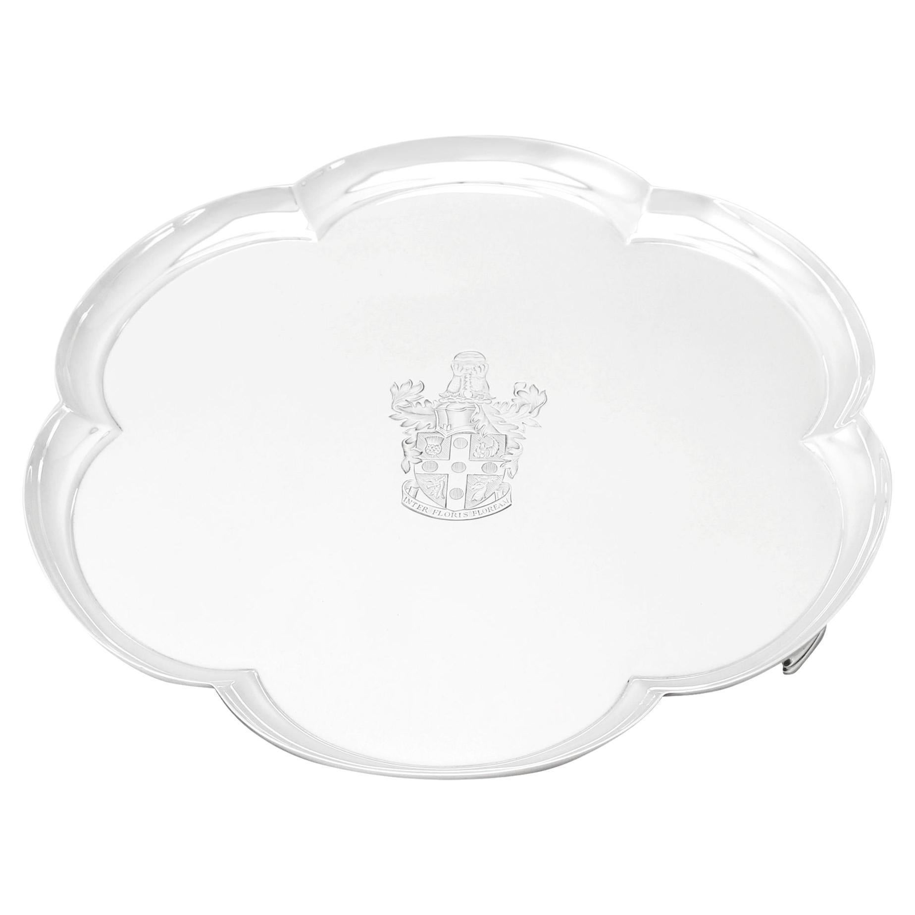 George I Style English Sterling Silver Serving Salver For Sale