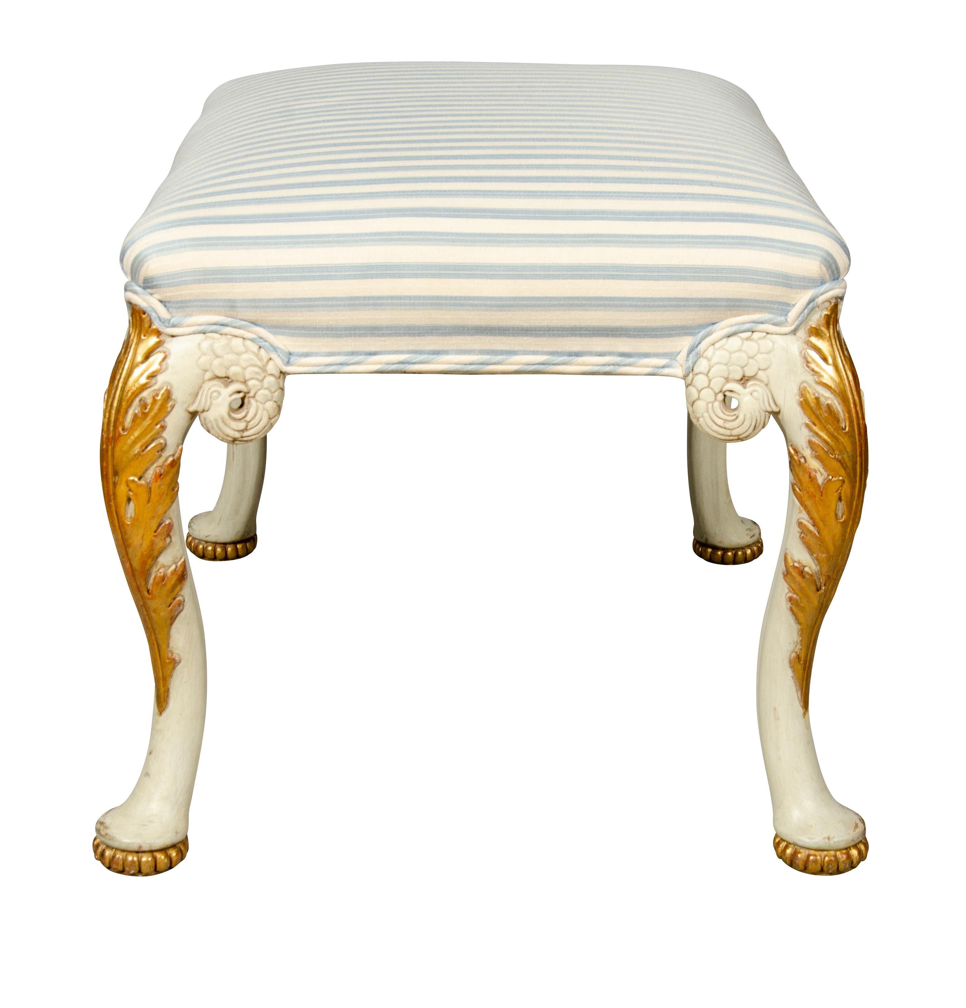 George I Style Painted and Gilded Bench 1