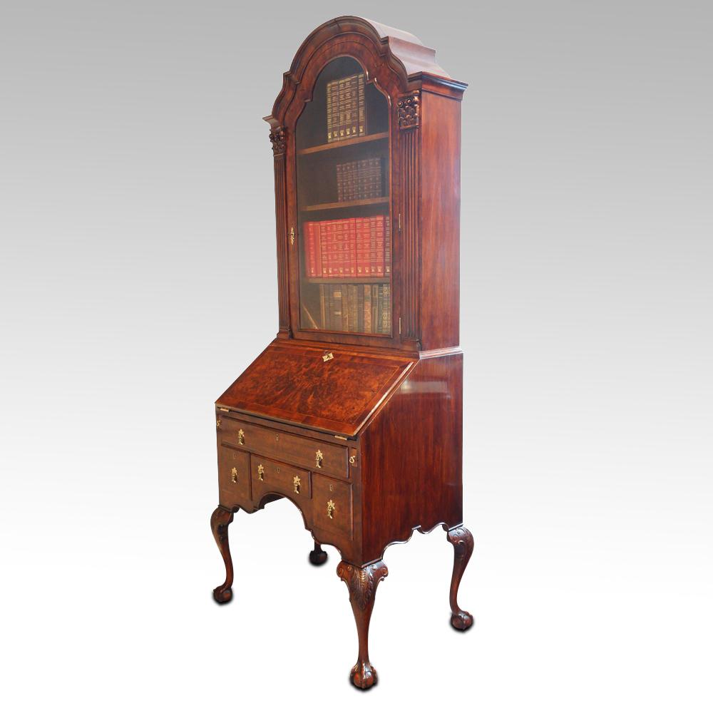 English George I Style Walnut Bureau Bookcase