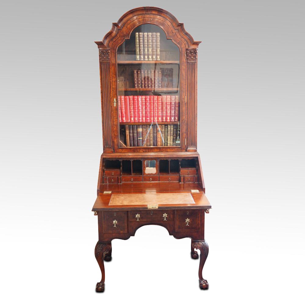 George I Style Walnut Bureau Bookcase 2