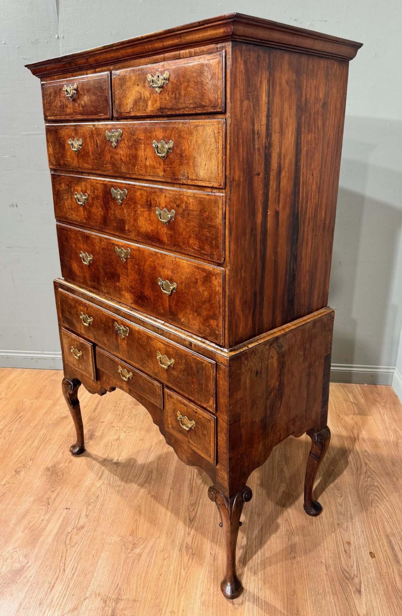 George I Tall Boy Chest of Drawers Highboy Oyster Walnut 1720 1