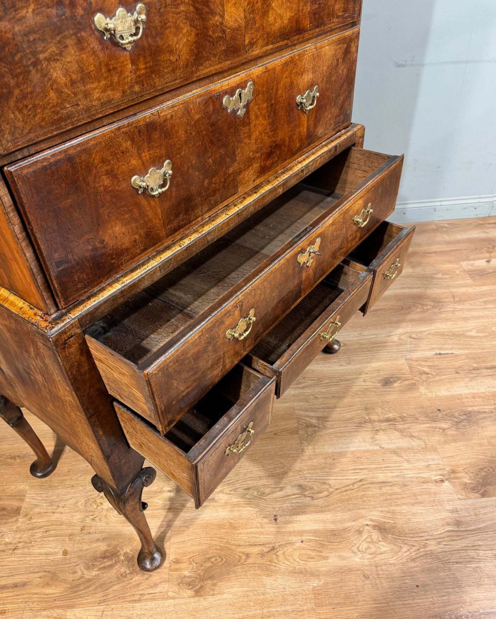George I Tall Boy Chest of Drawers Highboy Oyster Walnut 1720 4