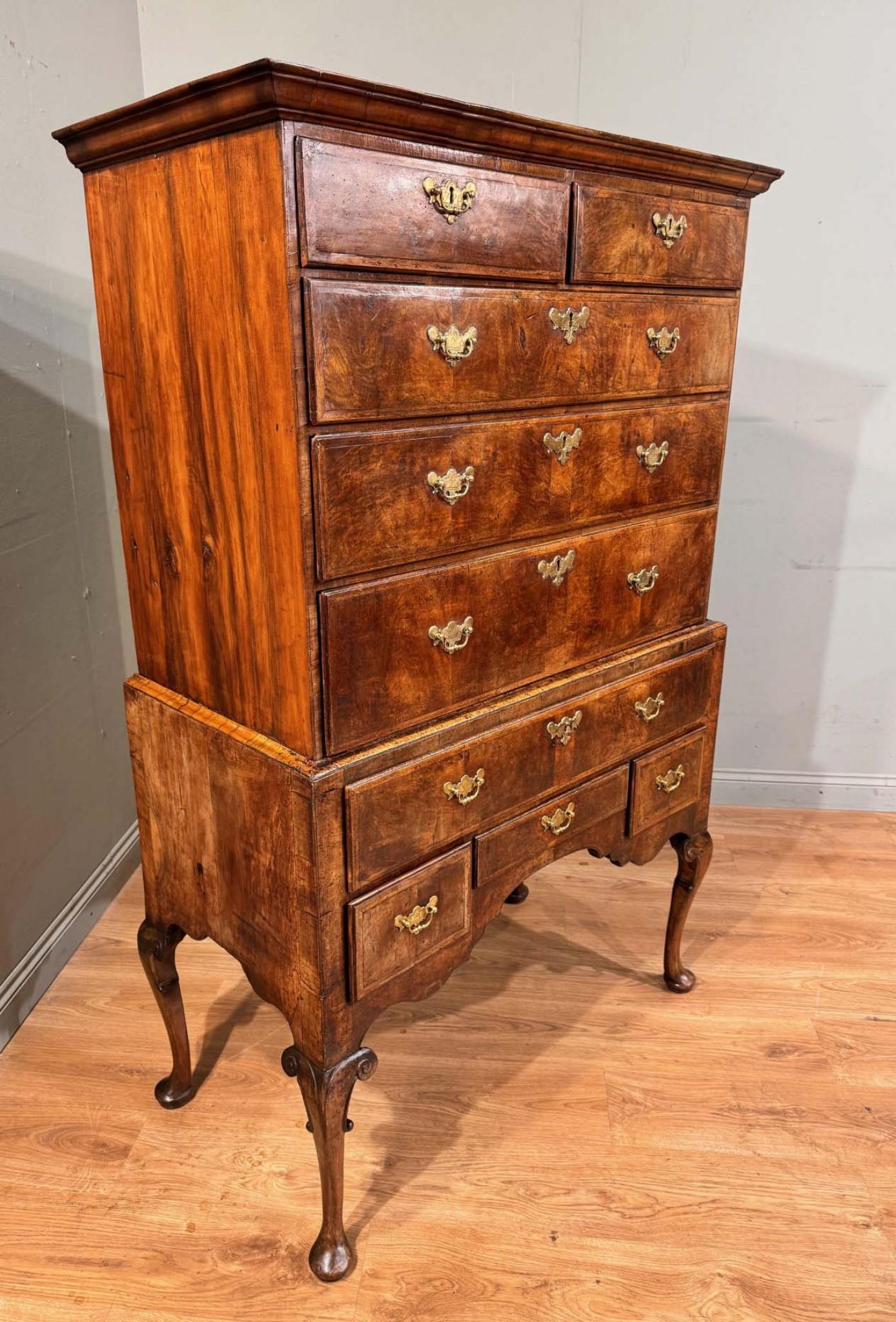 George I Tall Boy Chest of Drawers Highboy Oyster Walnut 1720 5