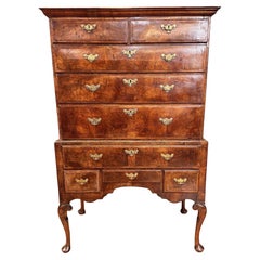 Antique George I Tall Boy Chest of Drawers Highboy Oyster Walnut 1720