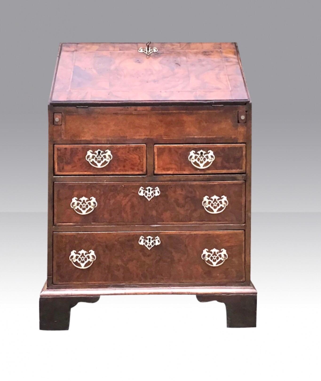 Early 18th Century George I Walnut Antique Bureau of Small Proportions, Circa 1720 For Sale