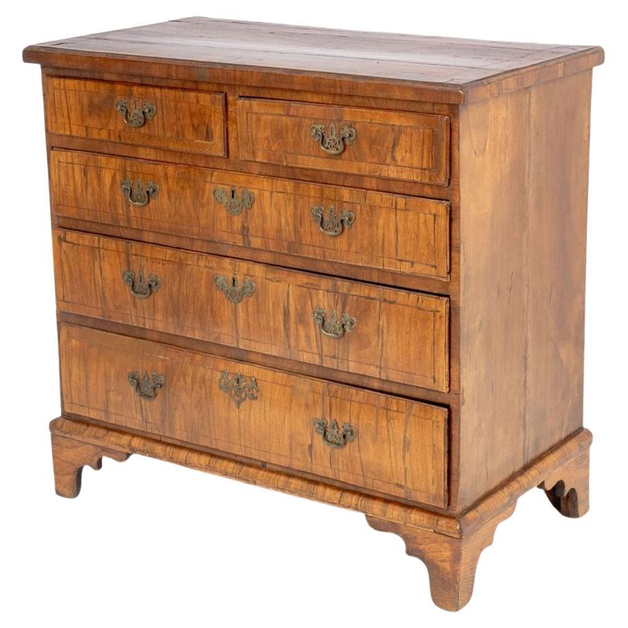 18th Century George I Walnut Chest of Drawers with Brass Pulls