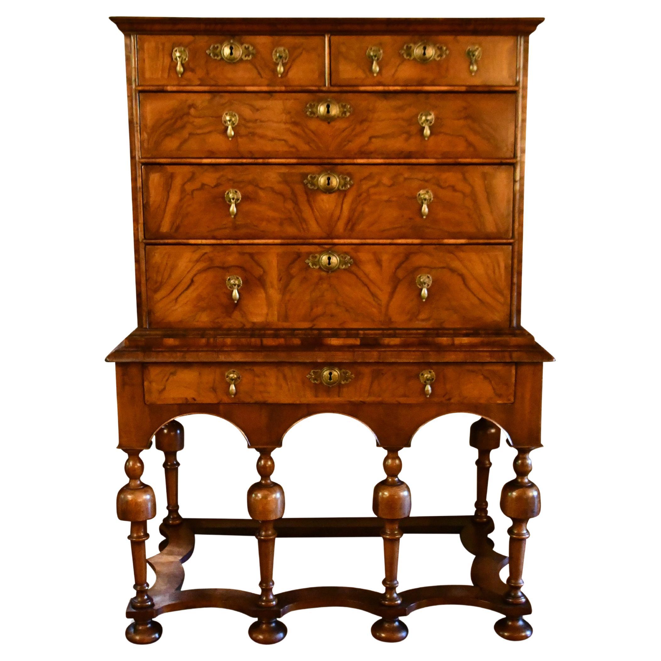 George I Walnut Chest on Stand