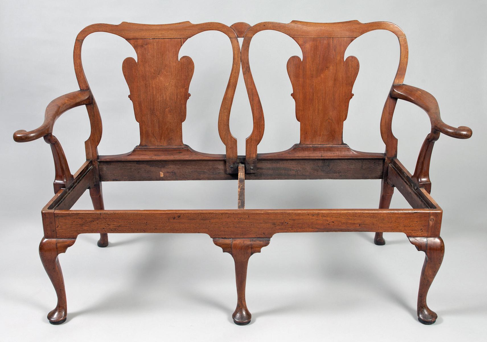 George I Walnut Double Chair-Back Settee For Sale 1